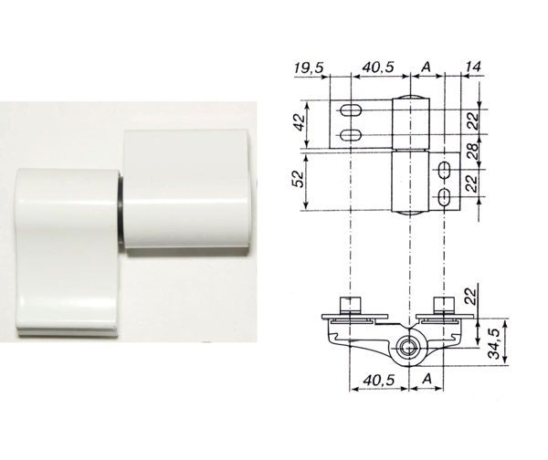 Петля для алюминиевых дверей с подшипником ПДП-2 цвет белый (уп.32 шт)